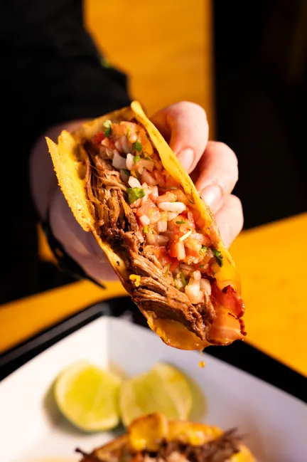 Birria taco closeup